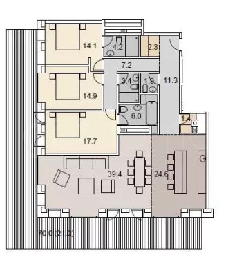 Продажа квартиры площадью 169.4 м² 2 этаж в Savvin River Residence по адресу Хамовники, Саввинская наб. 13